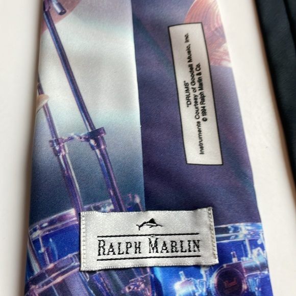 Ralph Marlin Drums Polyester necktie tie 54” X 3 5/8” vintage 1994 music rock - Picture 6 of 8